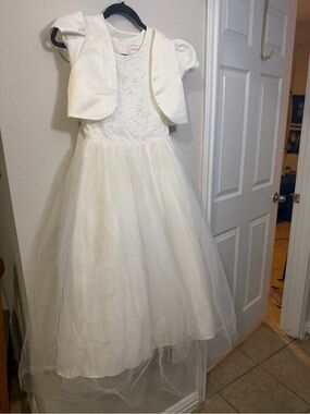 Tip Top Kids Ivory Tulle Dress with Matching Bolero